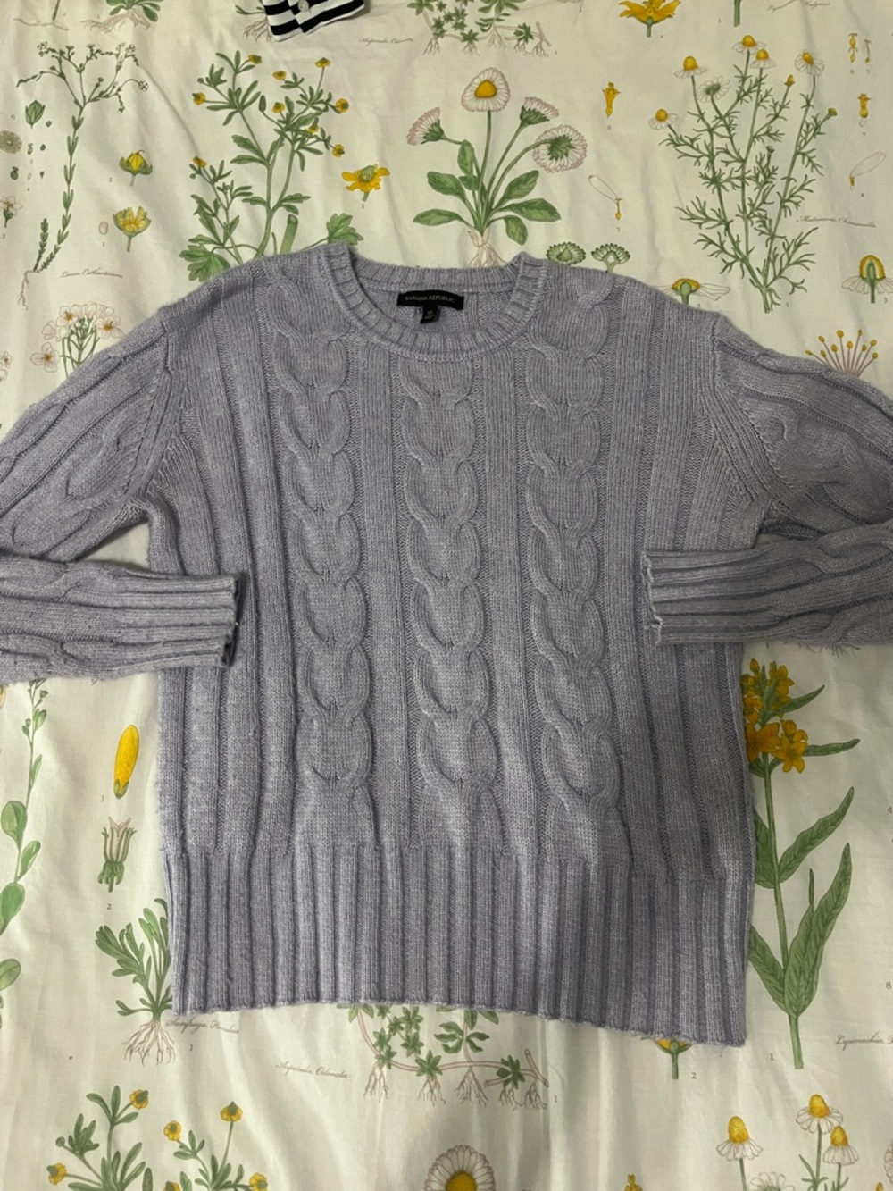 Banana Republic Lavender Cable Knit Crewneck Sweater